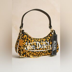 Von Dutch Orange Cheetah Print Shoulder Bag – New With Tags